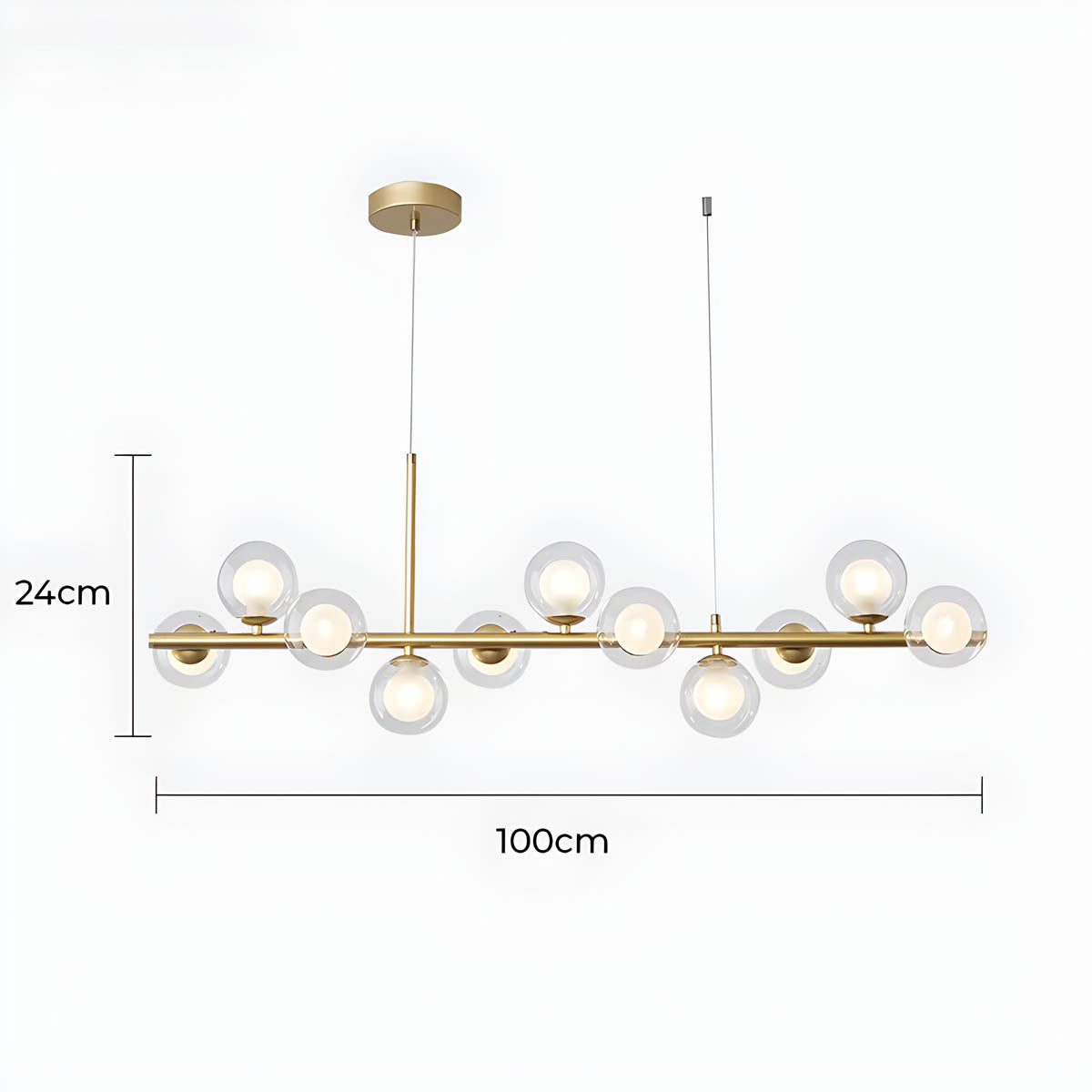 SPHERA (Reduced Price | Gold | Double Glass / 11 Heads 100cm | 39.5" / Warm White)