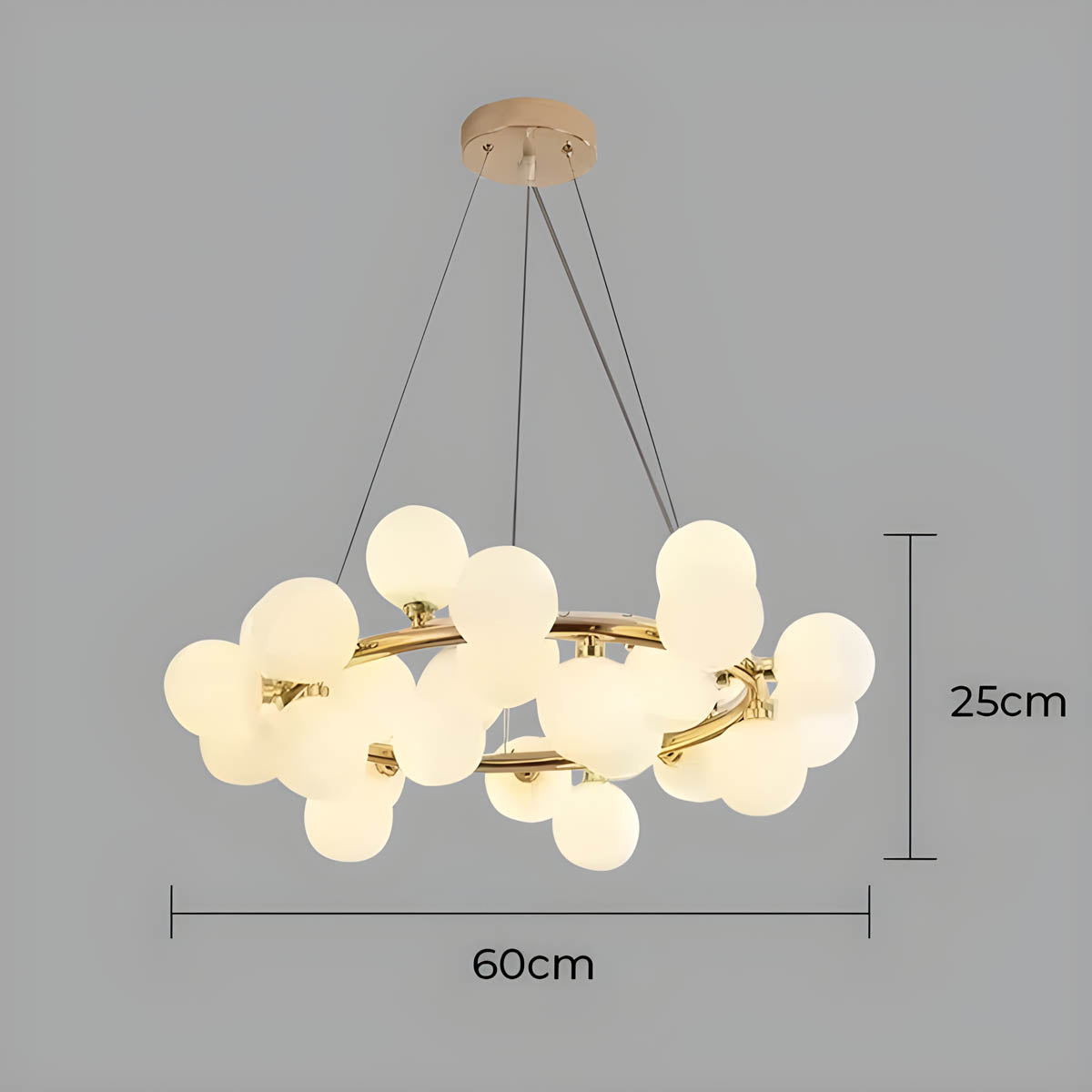 OEIRAS (Reduced Price | Gold | Frosted White | 25 Heads / Warm White)