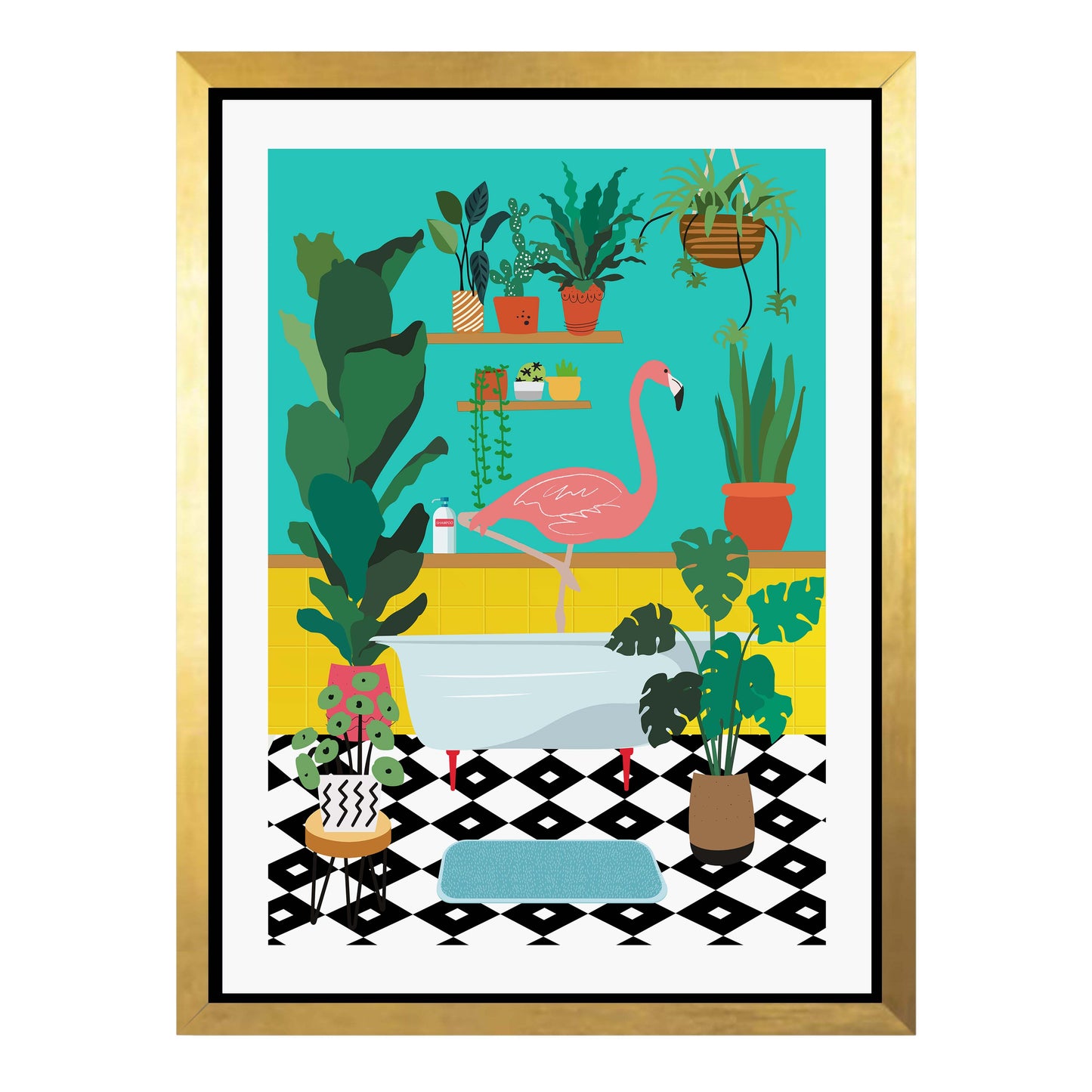 FLAMINGO BATHTIME | CANVAS