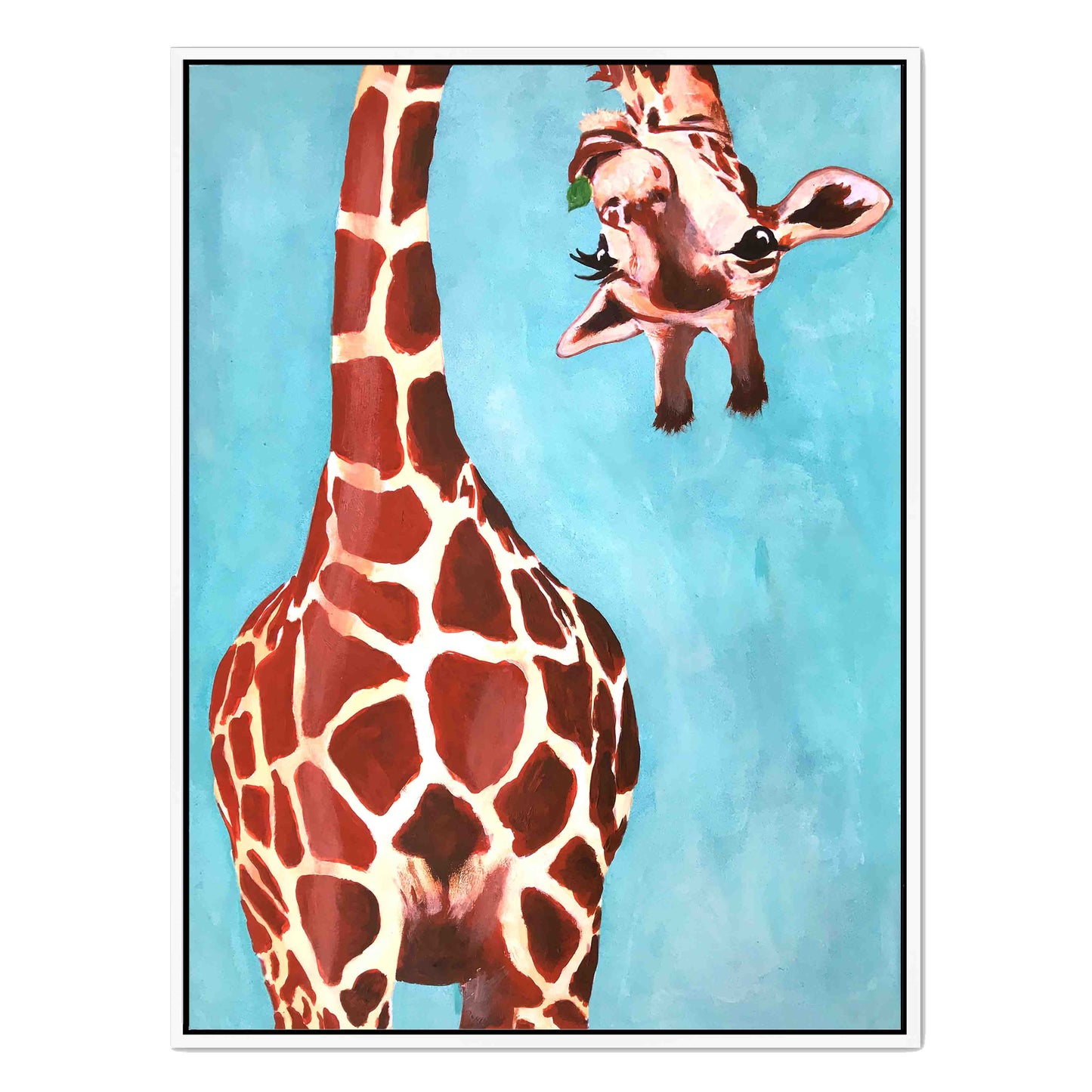 GIRAFFE WITH GREEN LEAVE | CANVAS