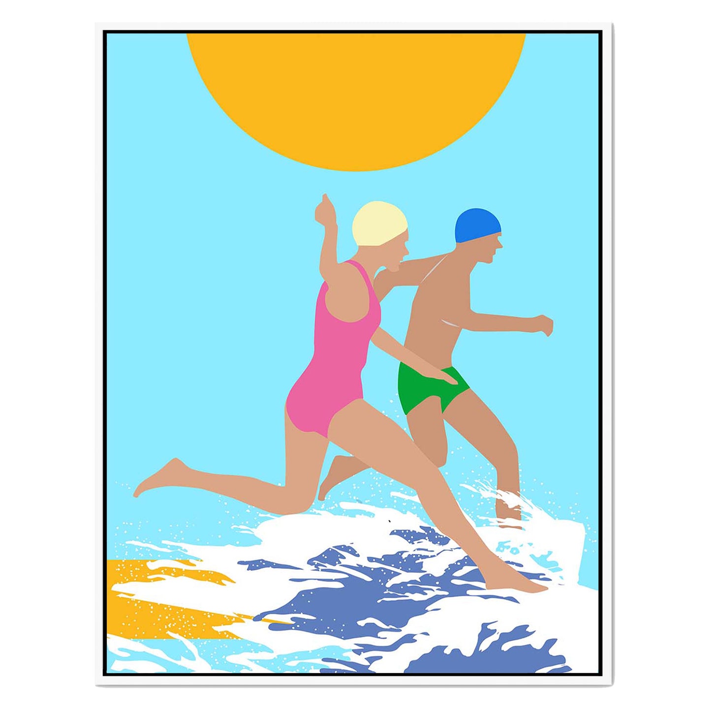 RUNNING SWIMMERS (BLUE) | CANVAS