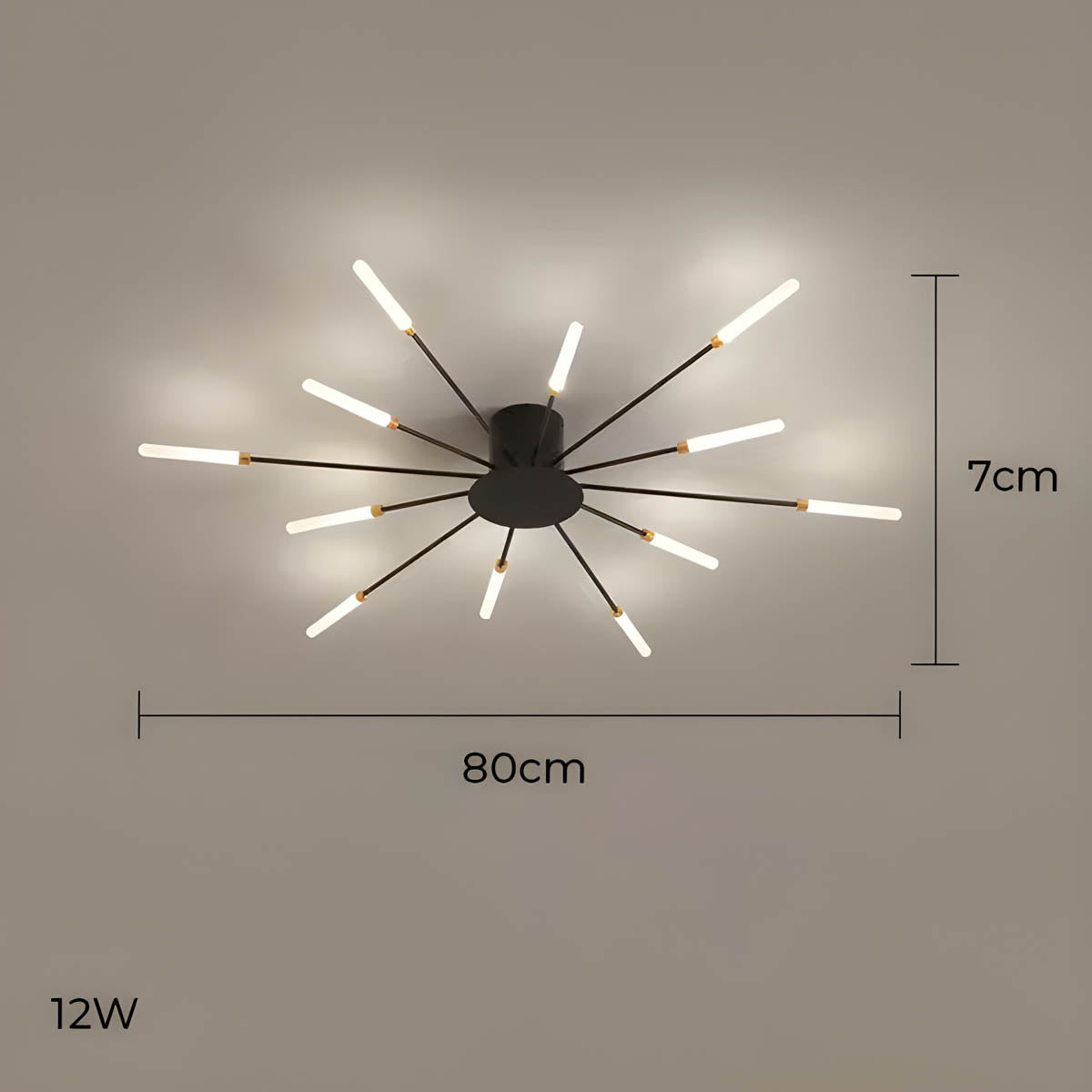 STELLA (Reduced Price | Black, 12 Heads, 80cm, Neutral White)