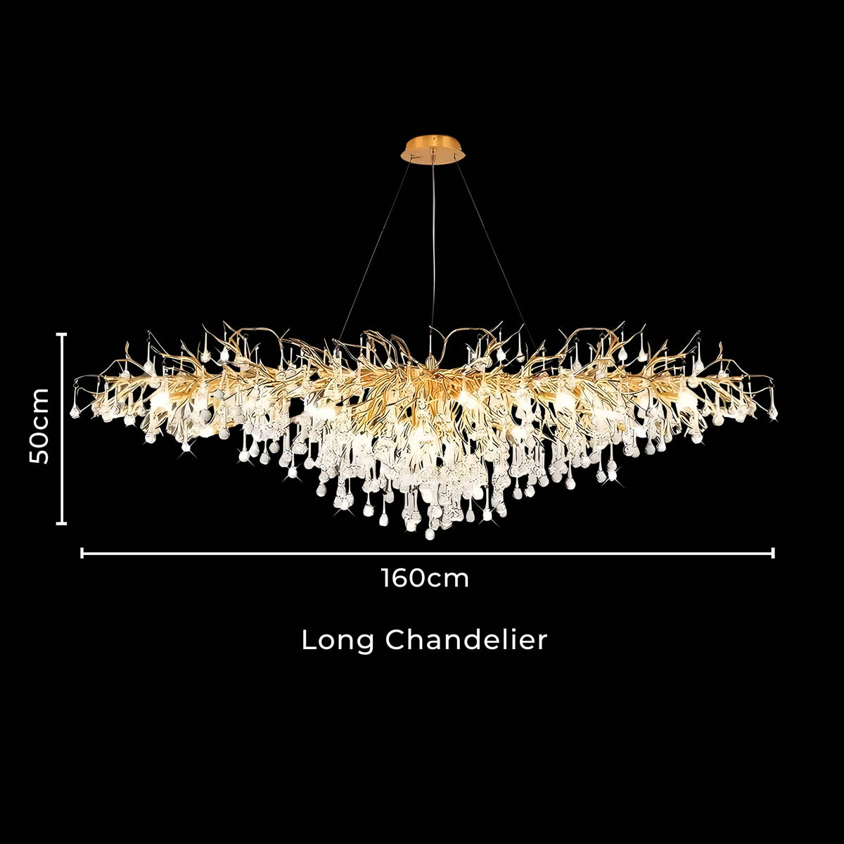 GEORGIA (Reduced Price | Gold / Long Chandelier | 160cm / Neutral White | 4000K)