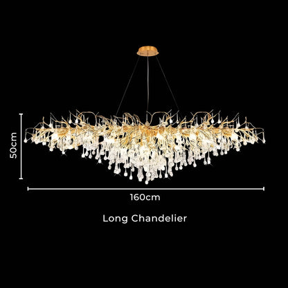 GEORGIA (Reduced Price | Gold / Long Chandelier | 160cm / Neutral White | 4000K)