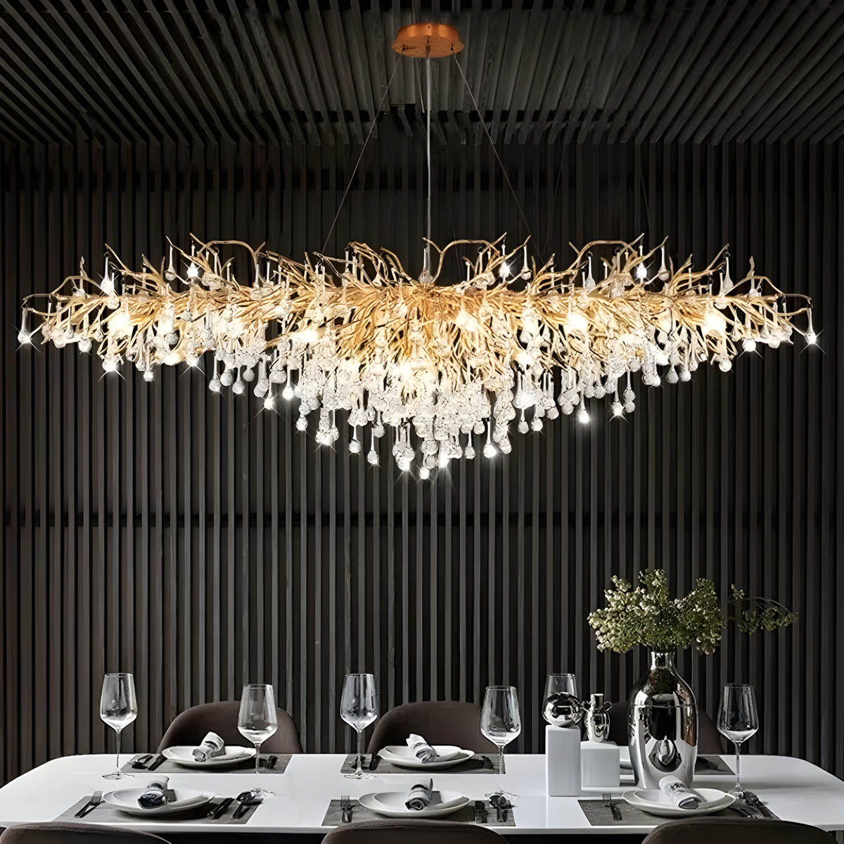 GEORGIA (Reduced Price | Gold / Long Chandelier | 160cm / Neutral White | 4000K)