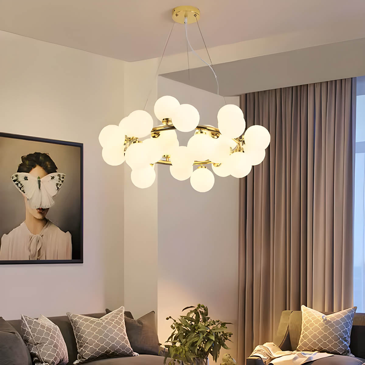 OEIRAS (Reduced Price | Gold | Frosted White | 25 Heads / Warm White)