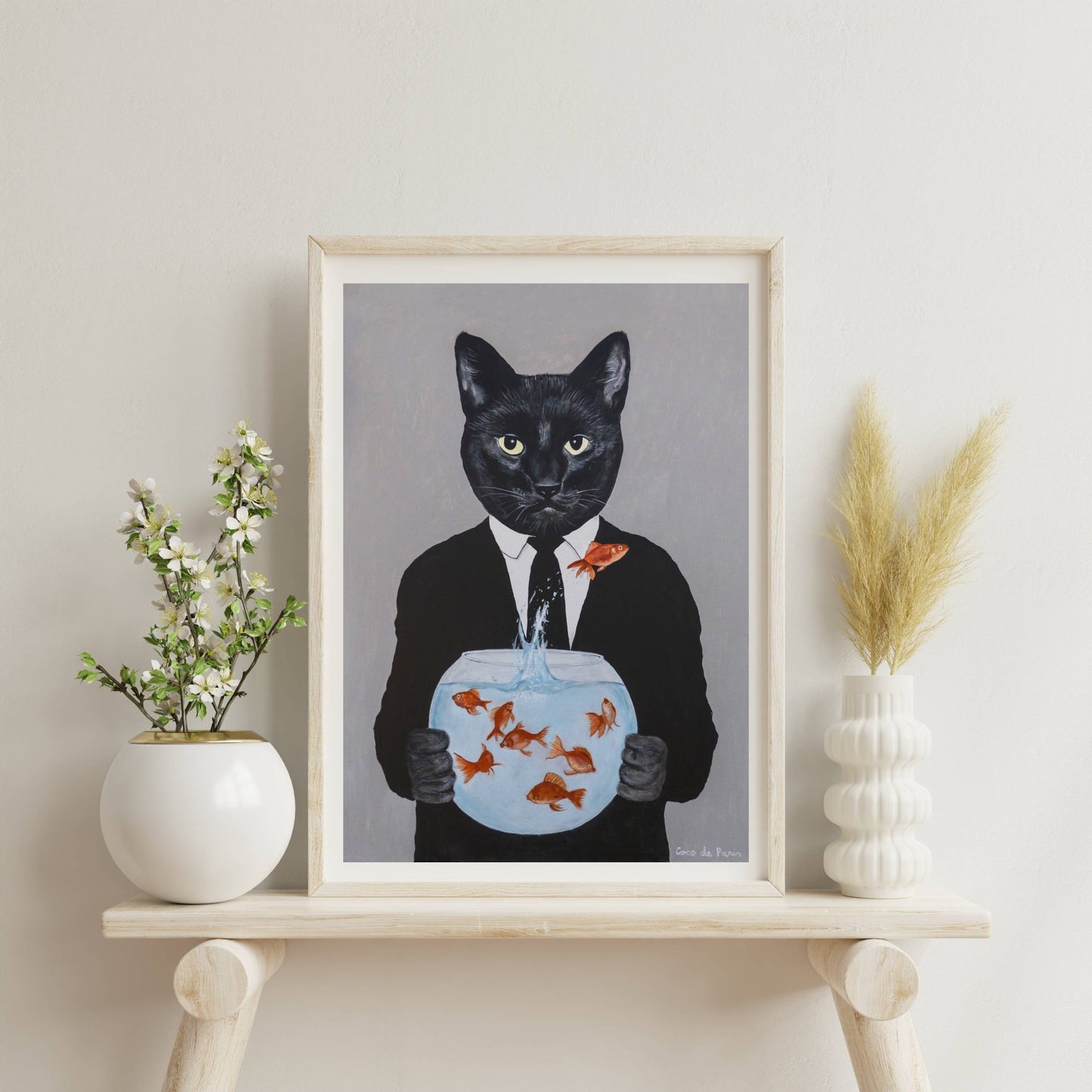 BLACK CAT WITH FISHBOWL | PRINT