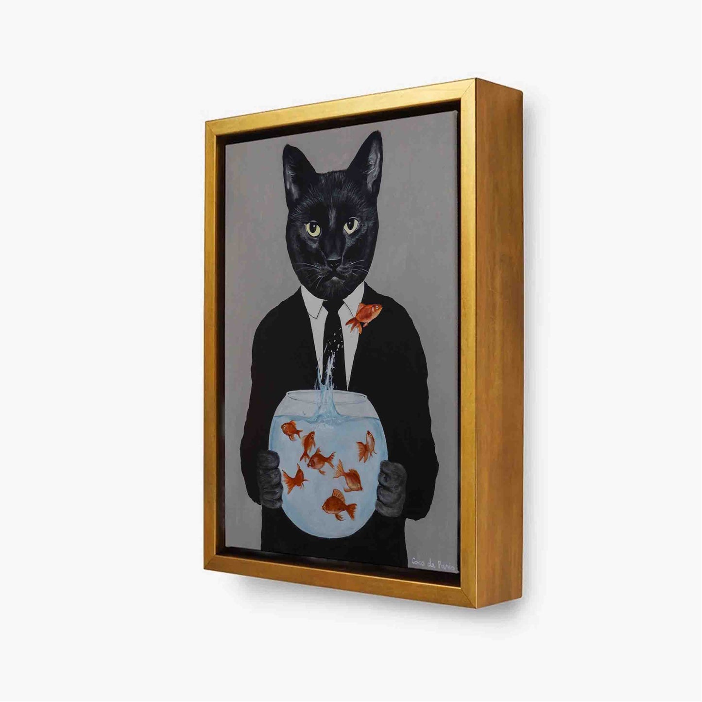 BLACK CAT WITH FISHBOWL | CANVAS