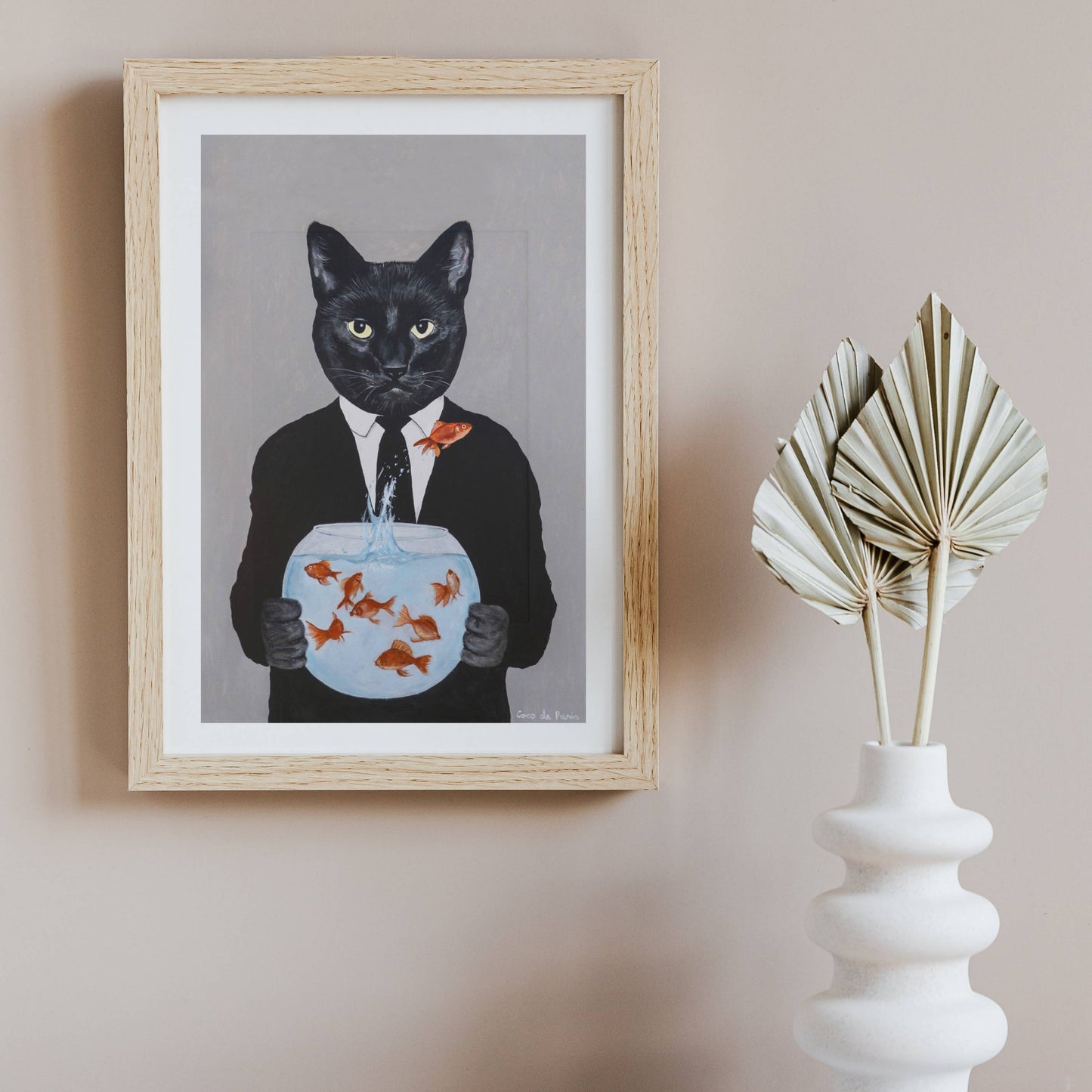 BLACK CAT WITH FISHBOWL | PRINT