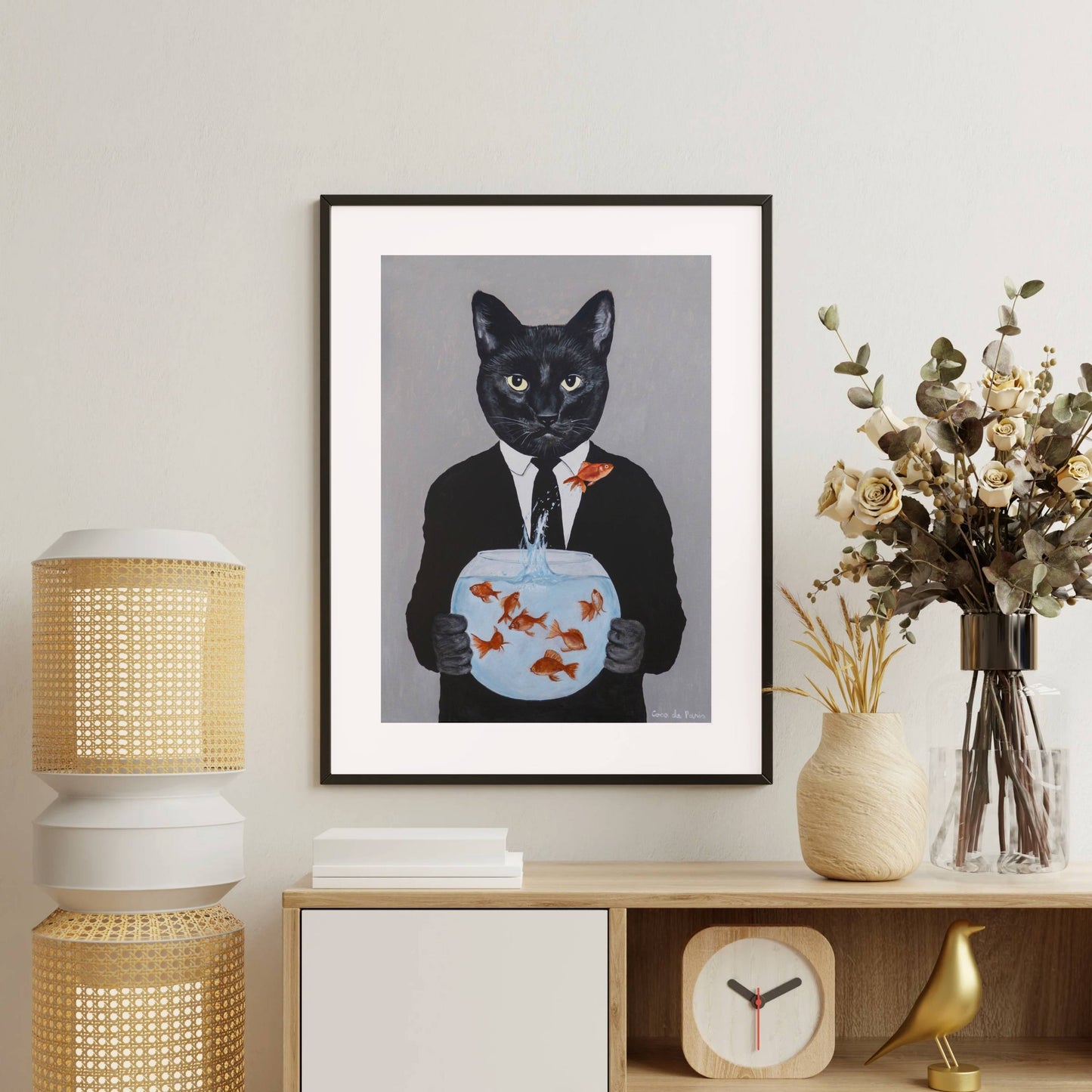 BLACK CAT WITH FISHBOWL | PRINT