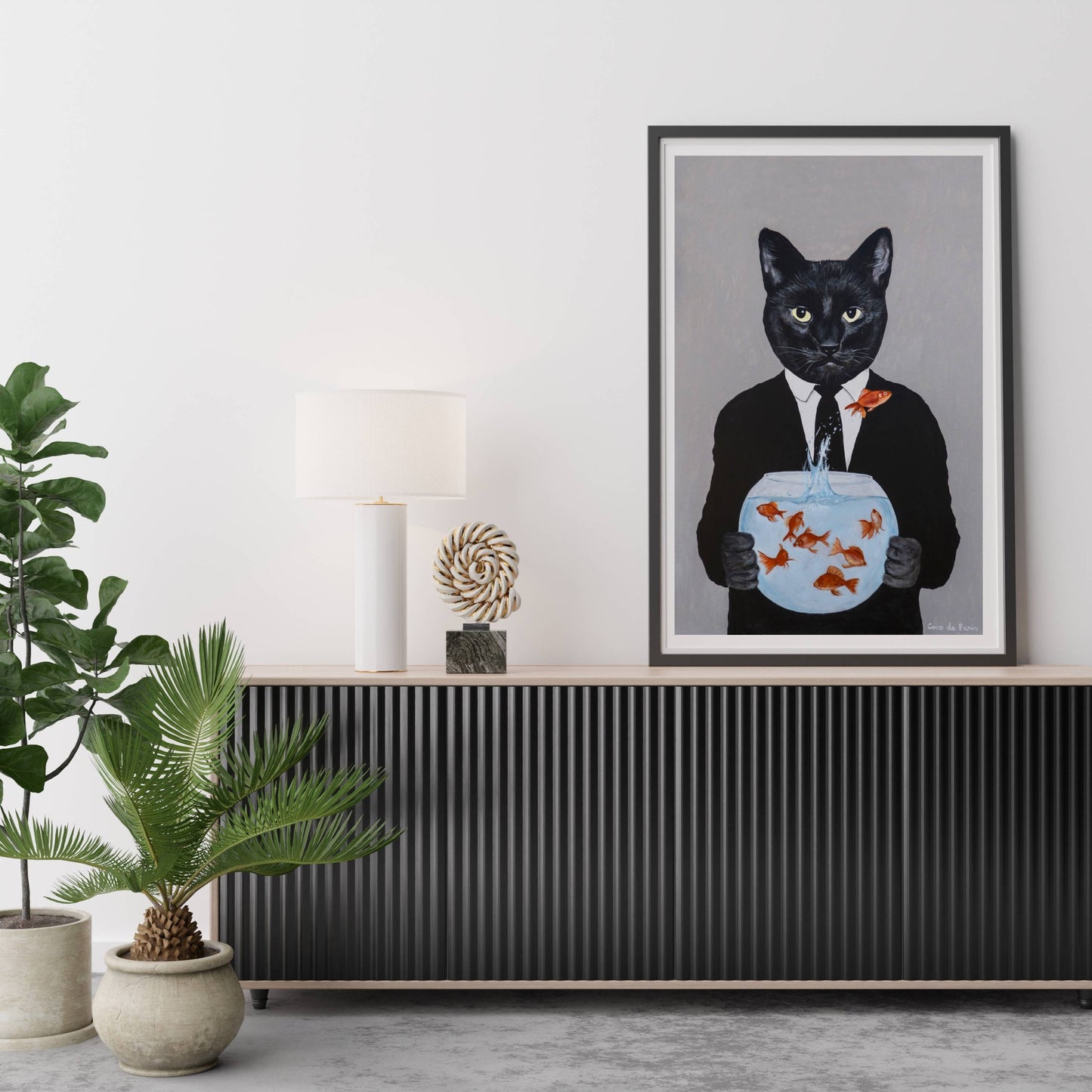 BLACK CAT WITH FISHBOWL | PRINT