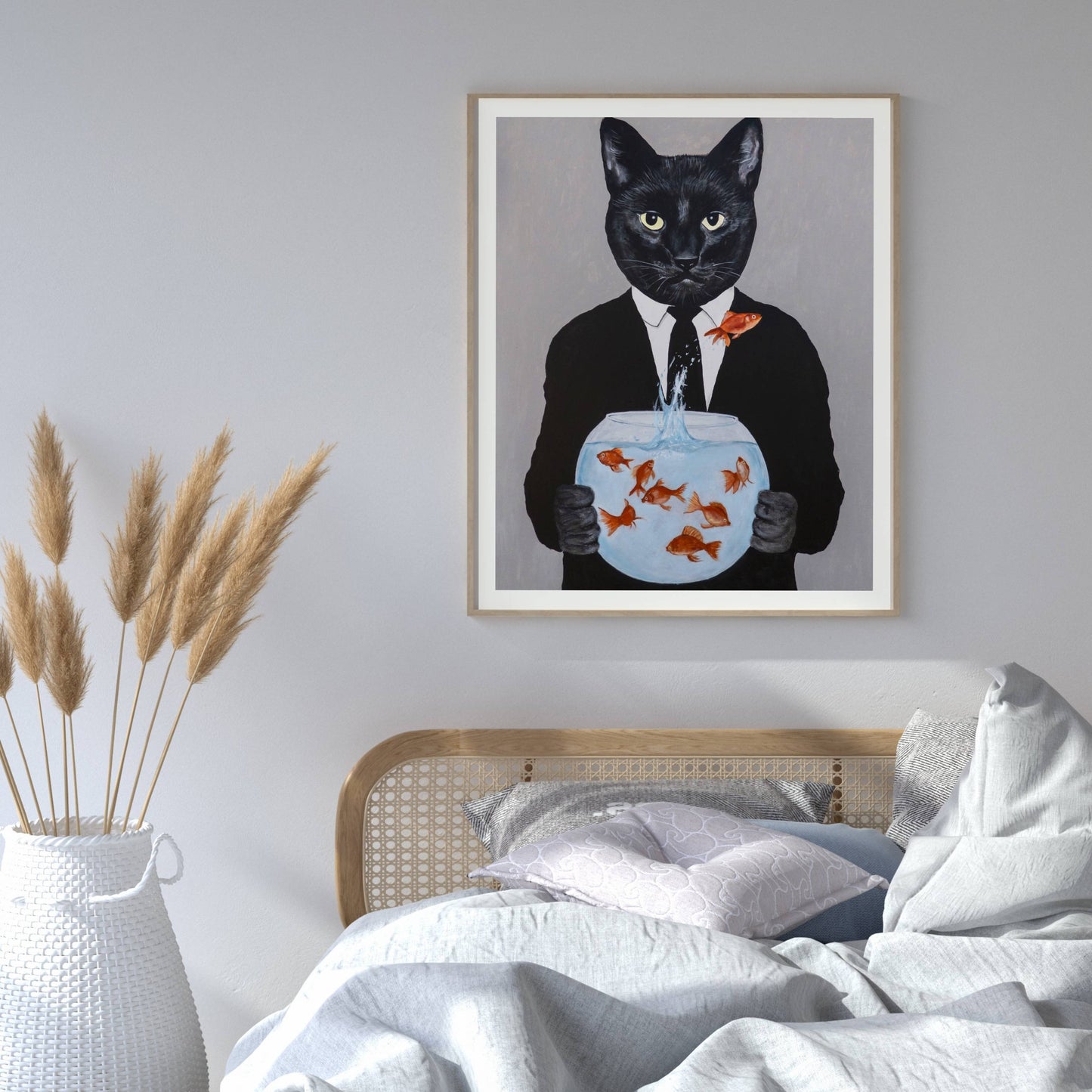 BLACK CAT WITH FISHBOWL | PRINT