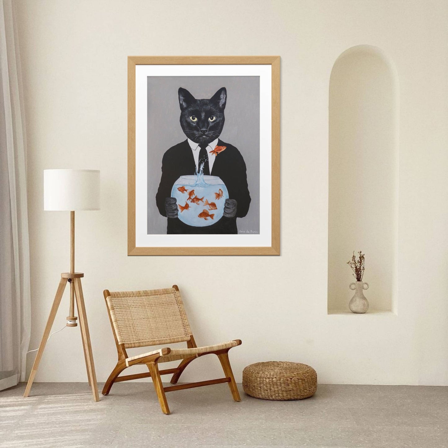 BLACK CAT WITH FISHBOWL | PRINT