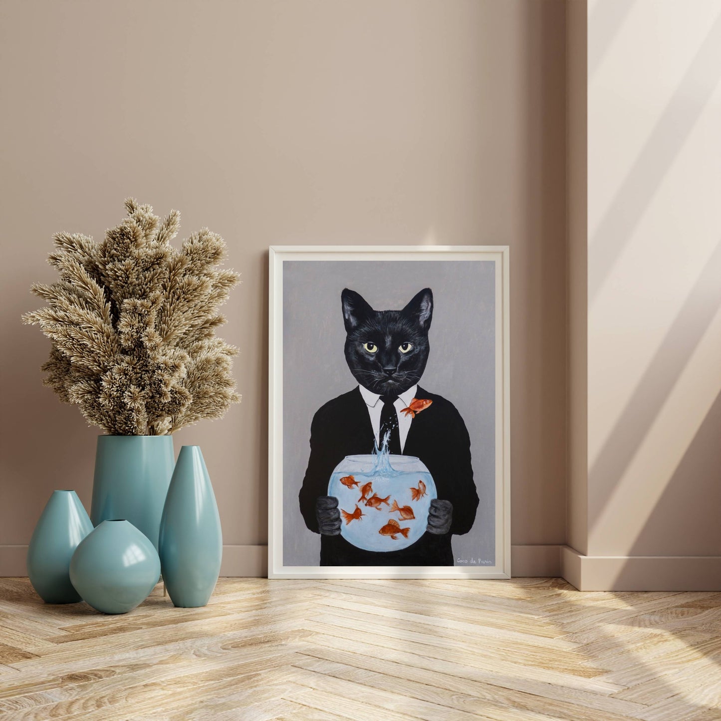 BLACK CAT WITH FISHBOWL | PRINT