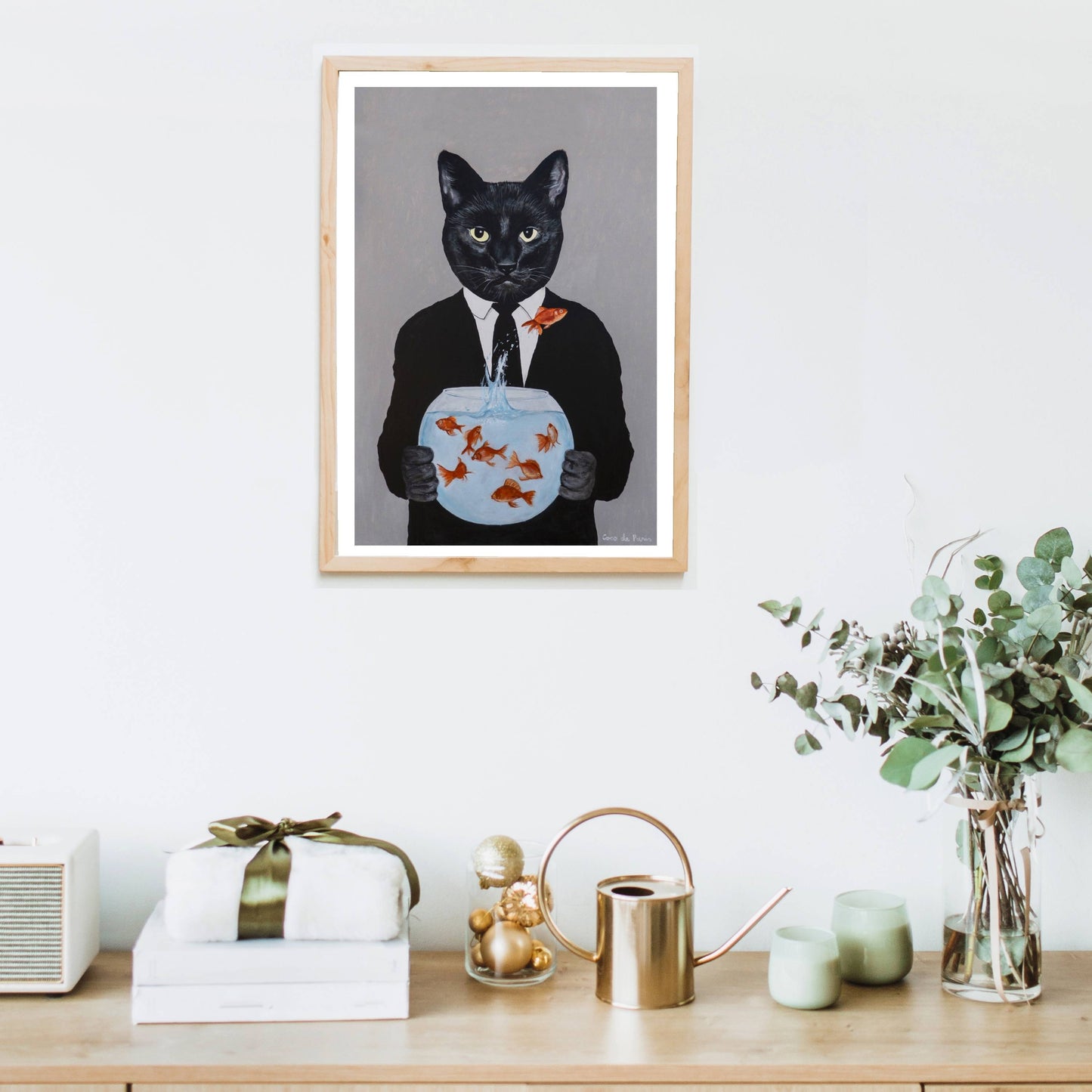BLACK CAT WITH FISHBOWL | PRINT