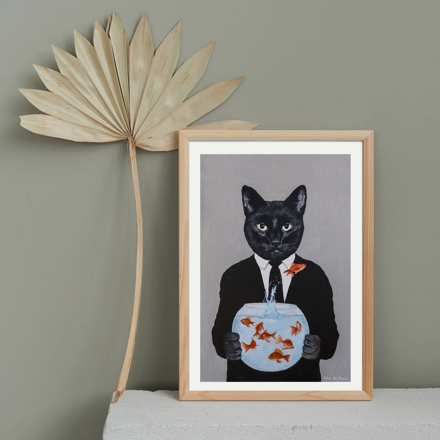 BLACK CAT WITH FISHBOWL | PRINT