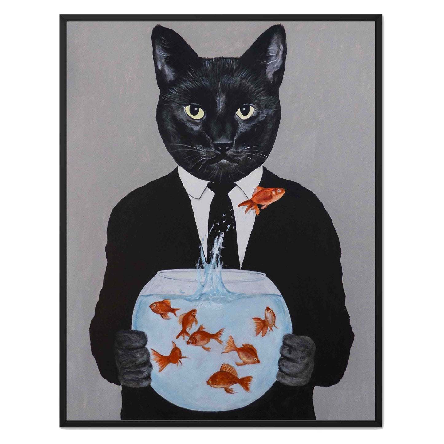 BLACK CAT WITH FISHBOWL | CANVAS