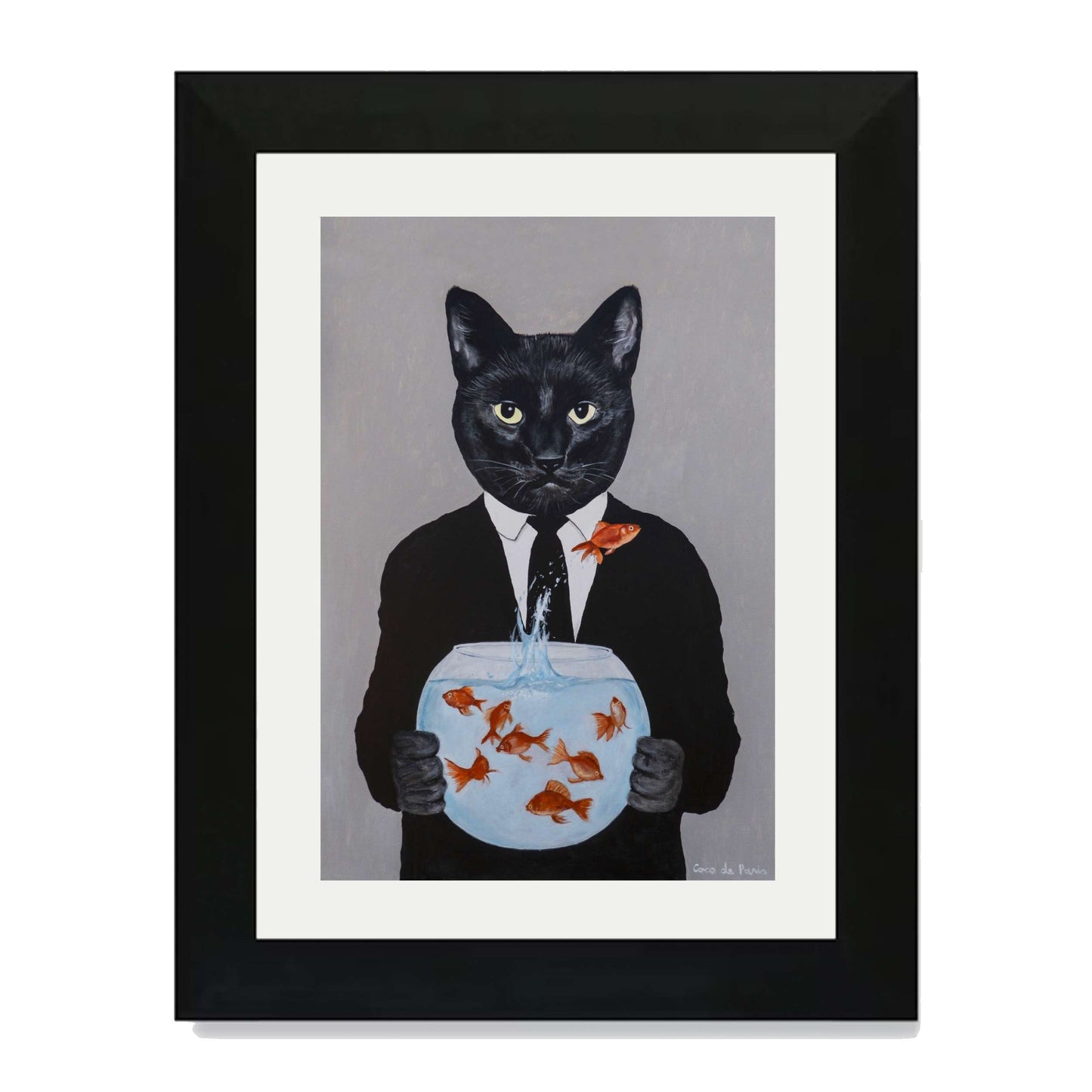 BLACK CAT WITH FISHBOWL | PRINT