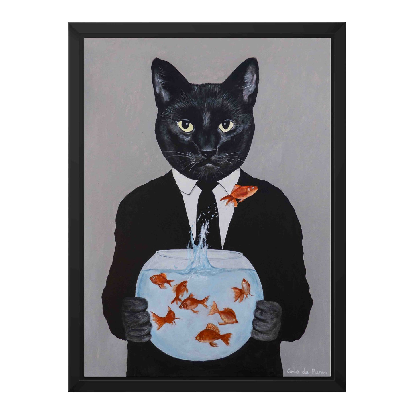 BLACK CAT WITH FISHBOWL | CANVAS