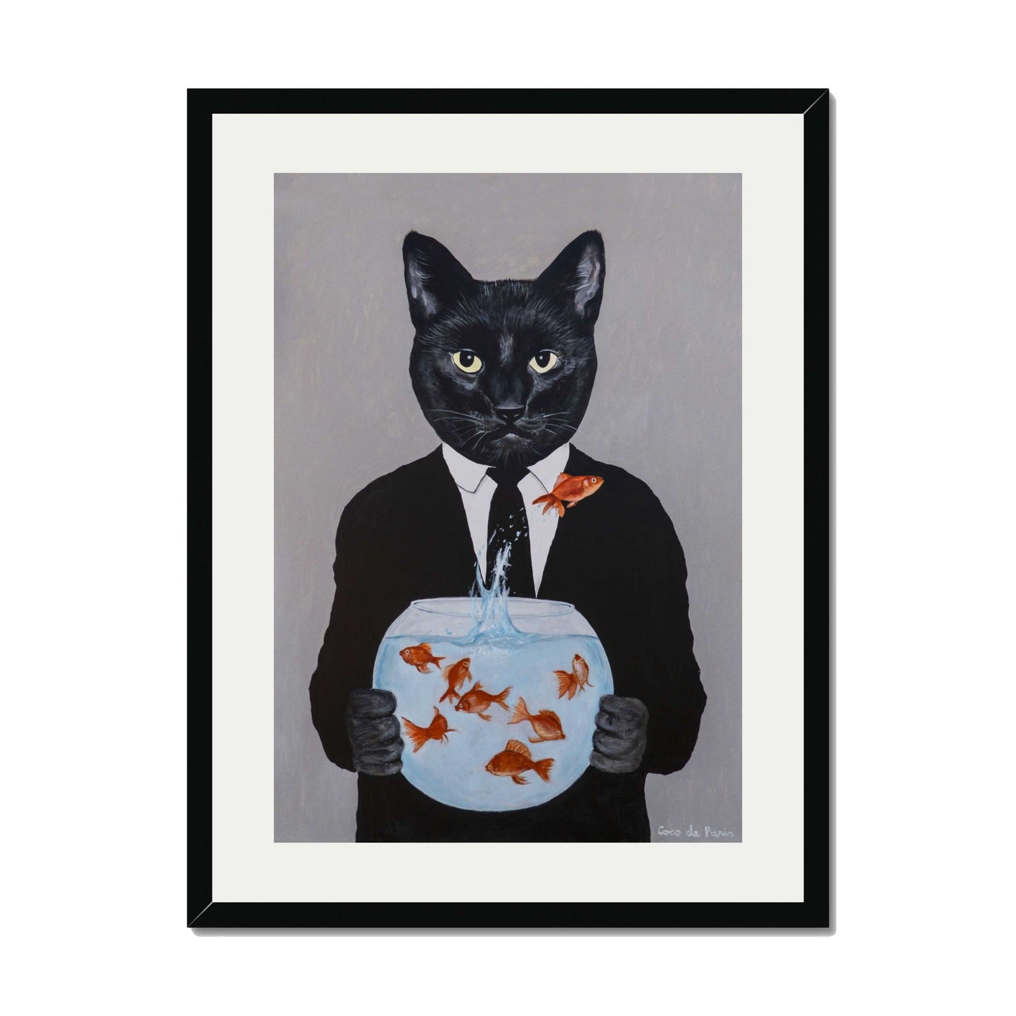 BLACK CAT WITH FISHBOWL | PRINT