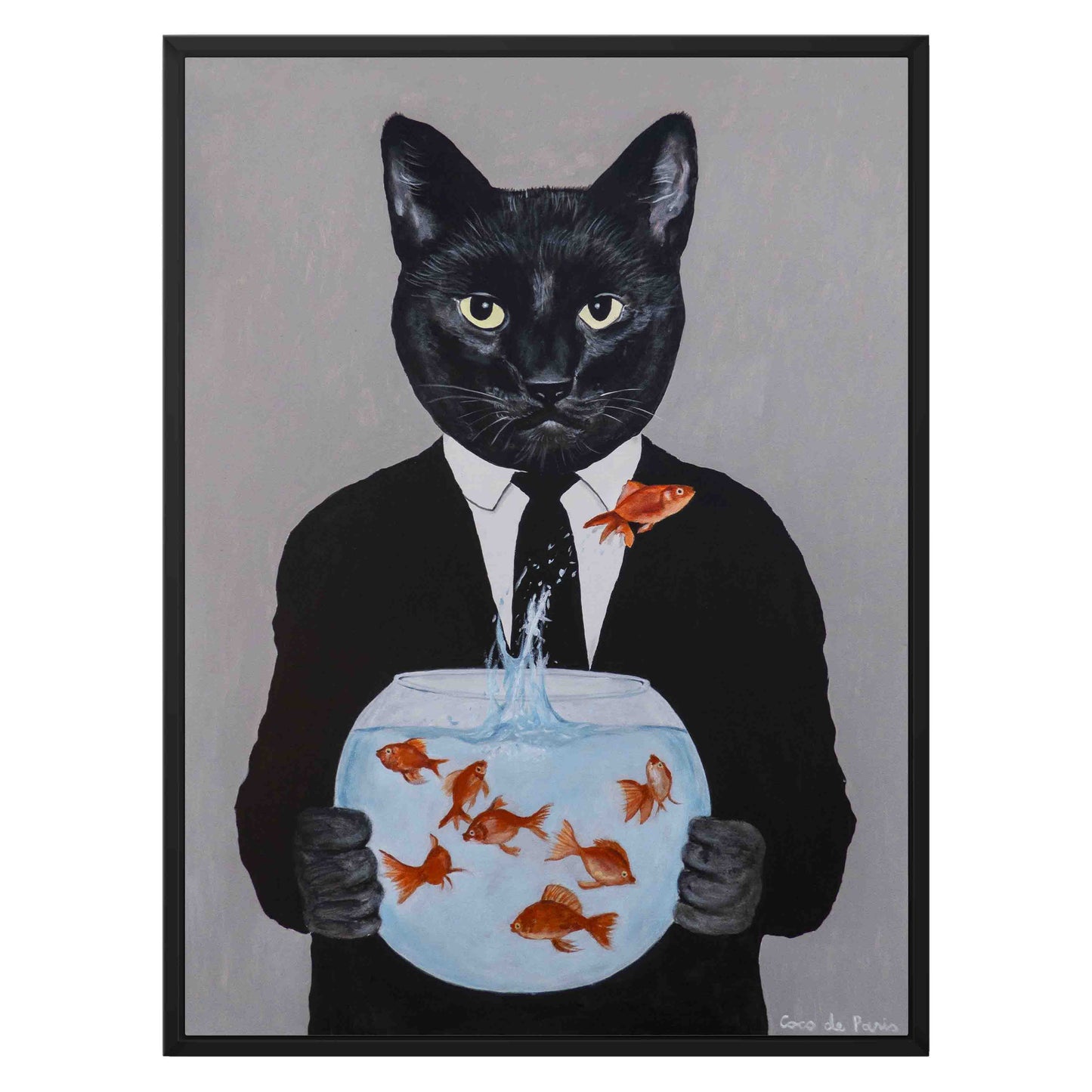 BLACK CAT WITH FISHBOWL | CANVAS