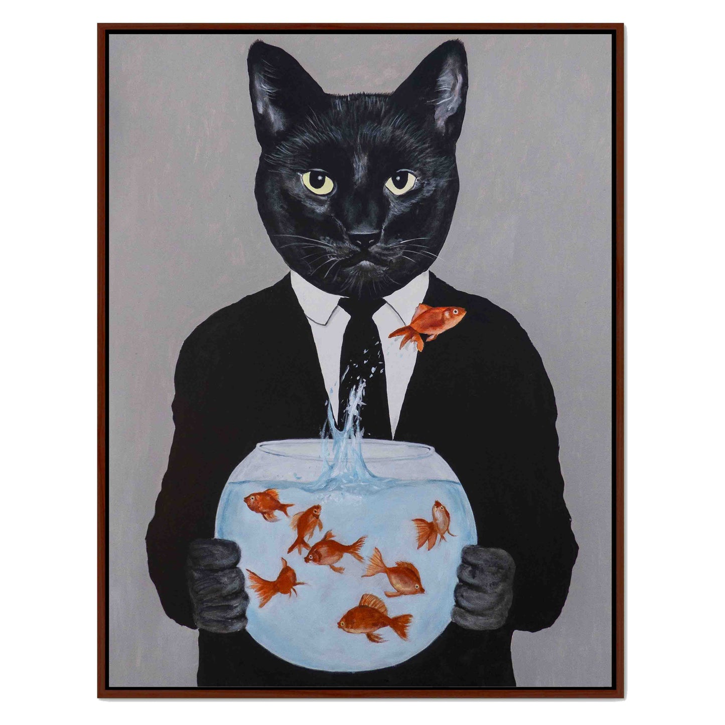 BLACK CAT WITH FISHBOWL | CANVAS