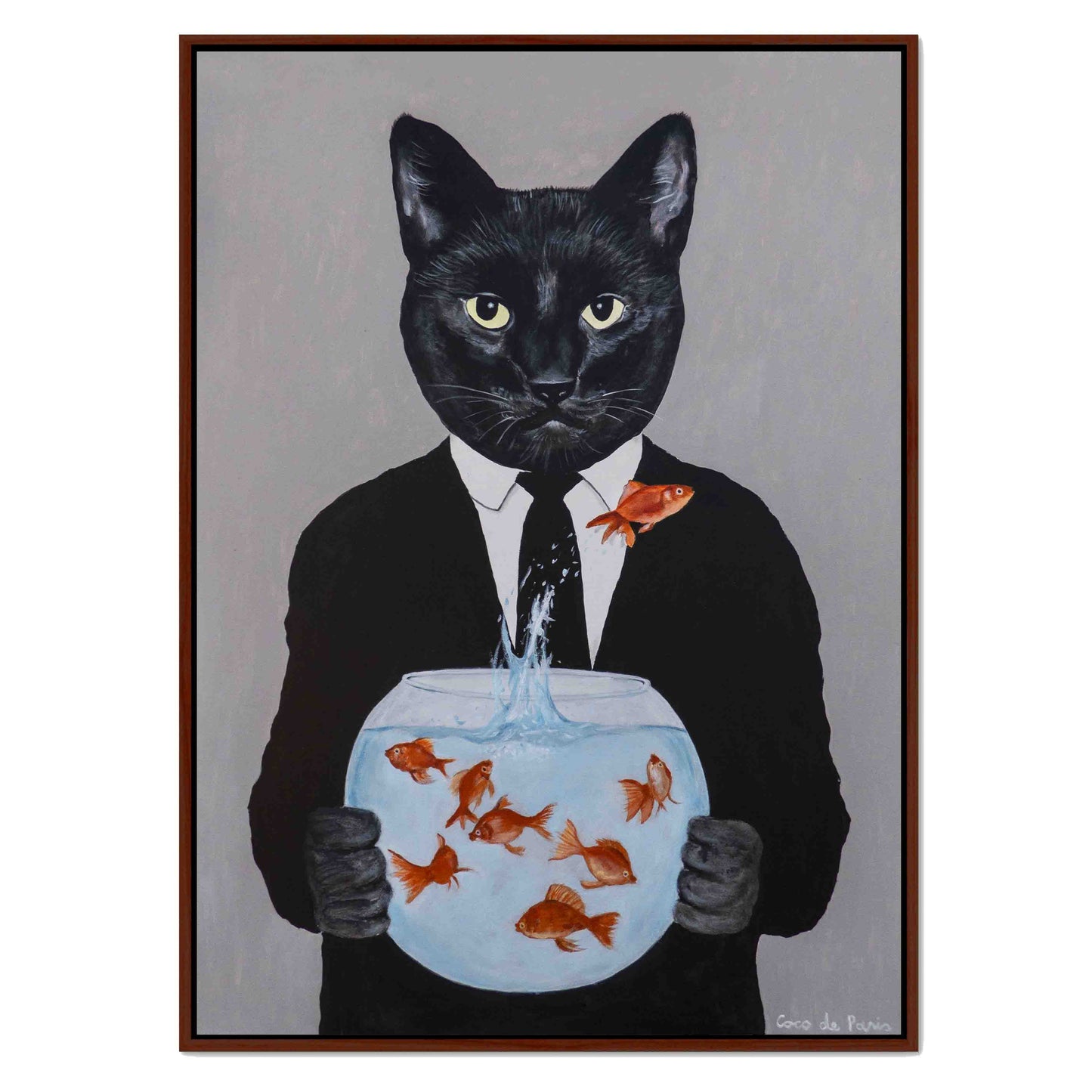 BLACK CAT WITH FISHBOWL | CANVAS