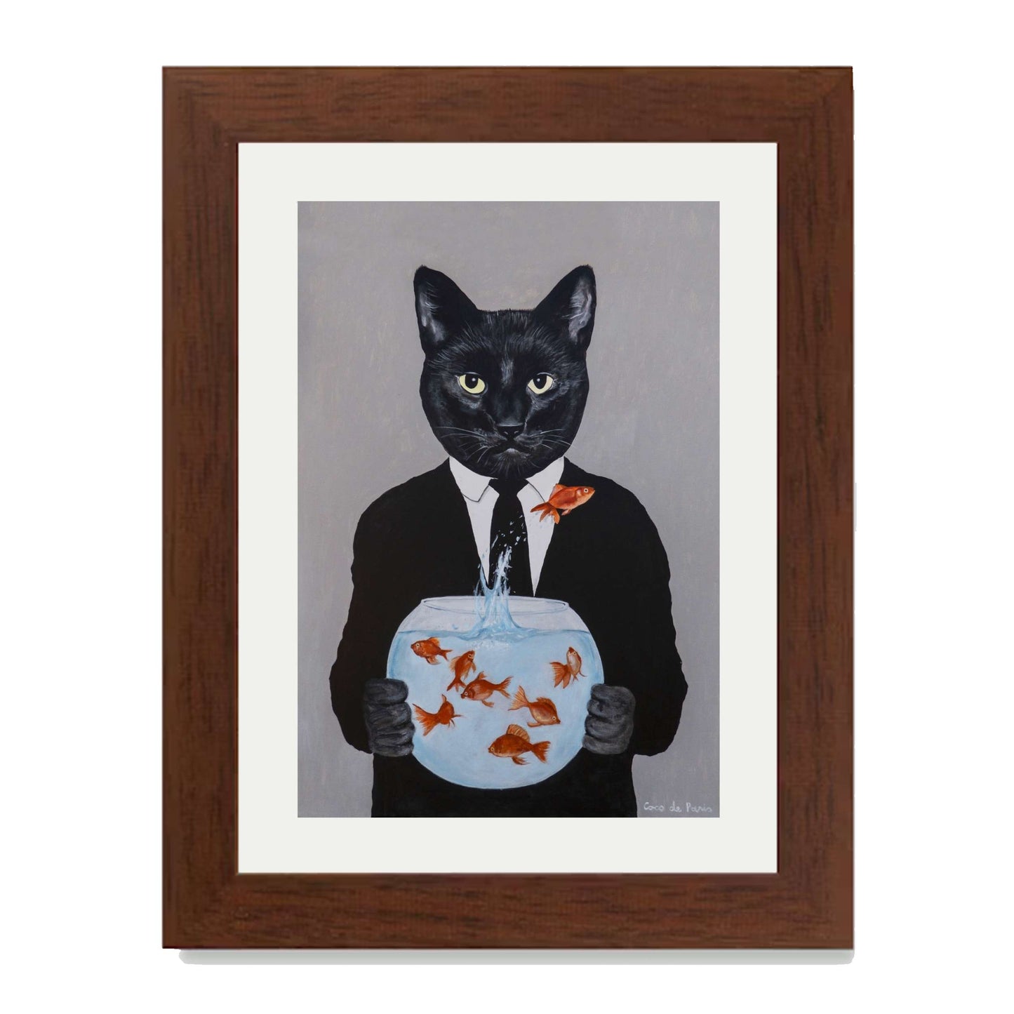 BLACK CAT WITH FISHBOWL | PRINT