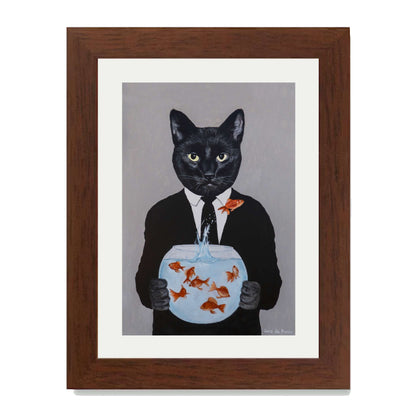BLACK CAT WITH FISHBOWL | PRINT