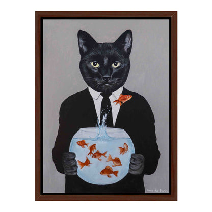 BLACK CAT WITH FISHBOWL | CANVAS