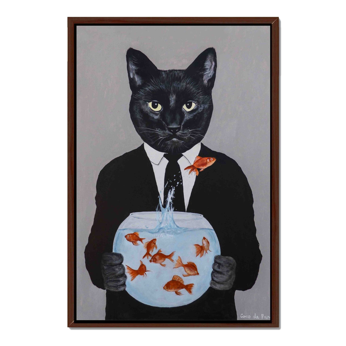 BLACK CAT WITH FISHBOWL | CANVAS