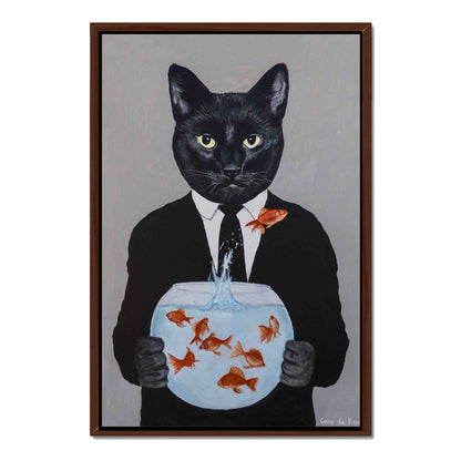 BLACK CAT WITH FISHBOWL | CANVAS
