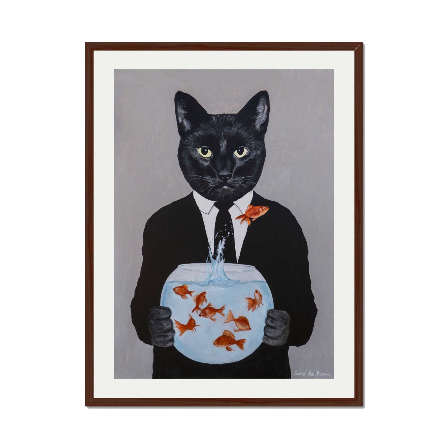 BLACK CAT WITH FISHBOWL | PRINT