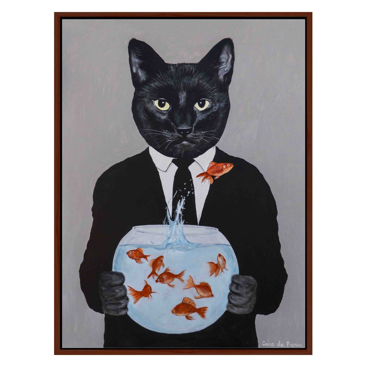 BLACK CAT WITH FISHBOWL | CANVAS