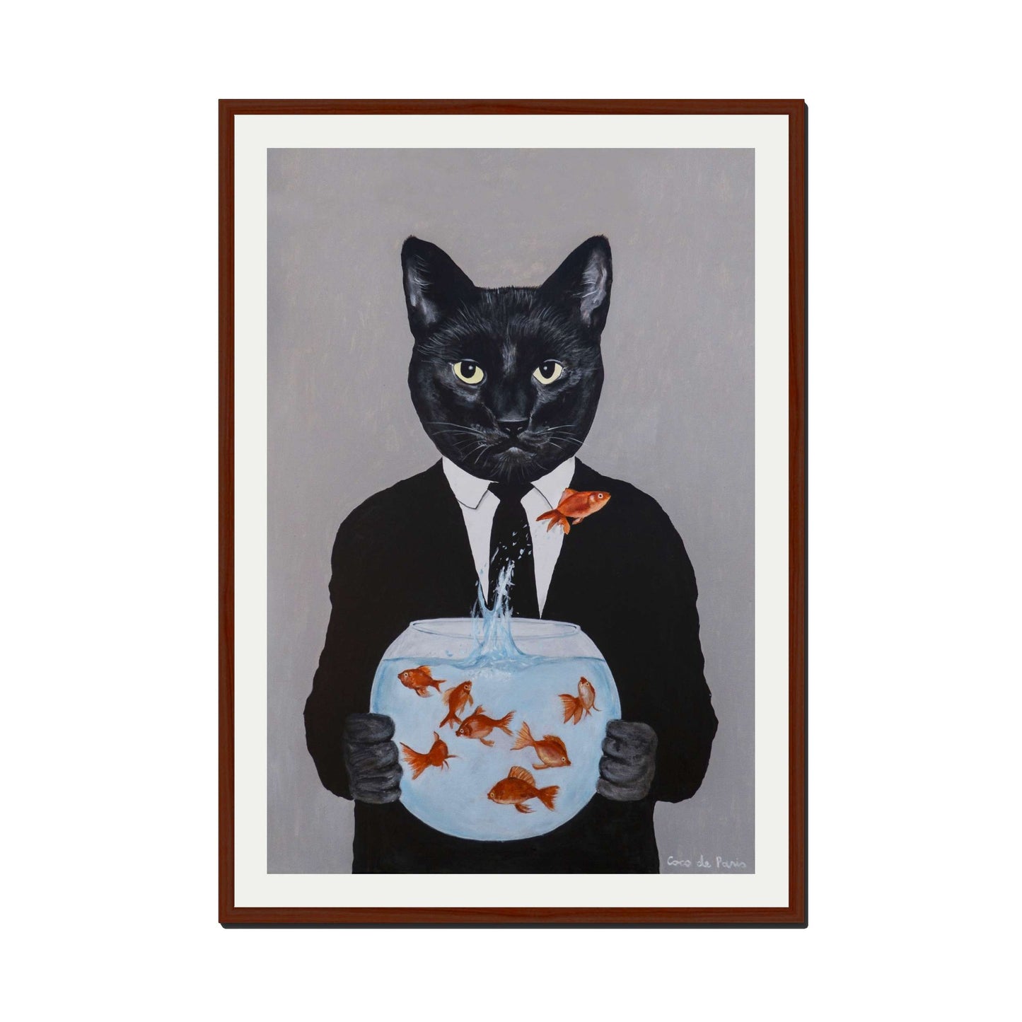 BLACK CAT WITH FISHBOWL | PRINT
