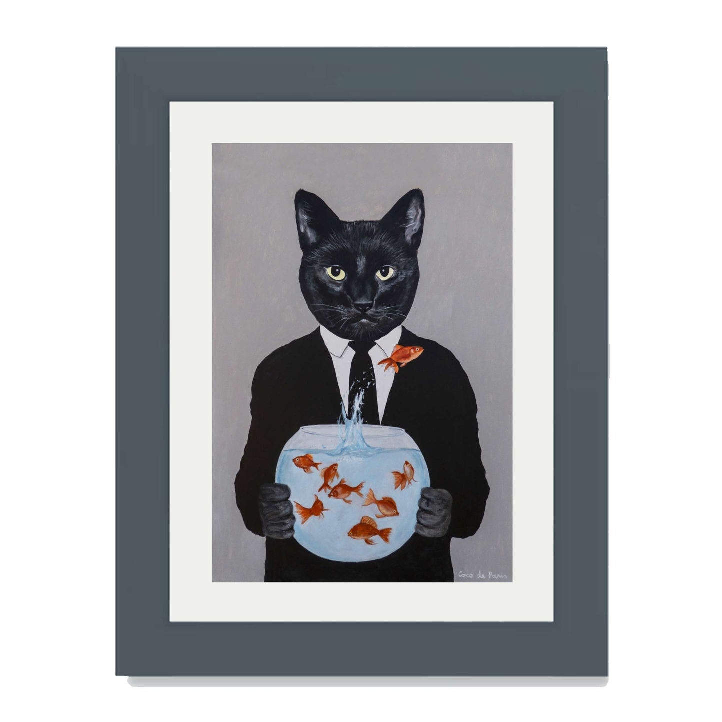 BLACK CAT WITH FISHBOWL | PRINT