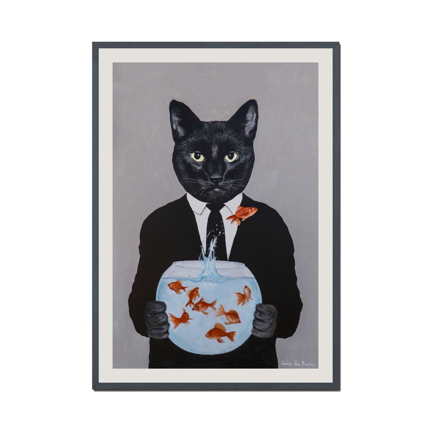 BLACK CAT WITH FISHBOWL | PRINT