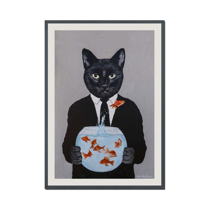 BLACK CAT WITH FISHBOWL | PRINT