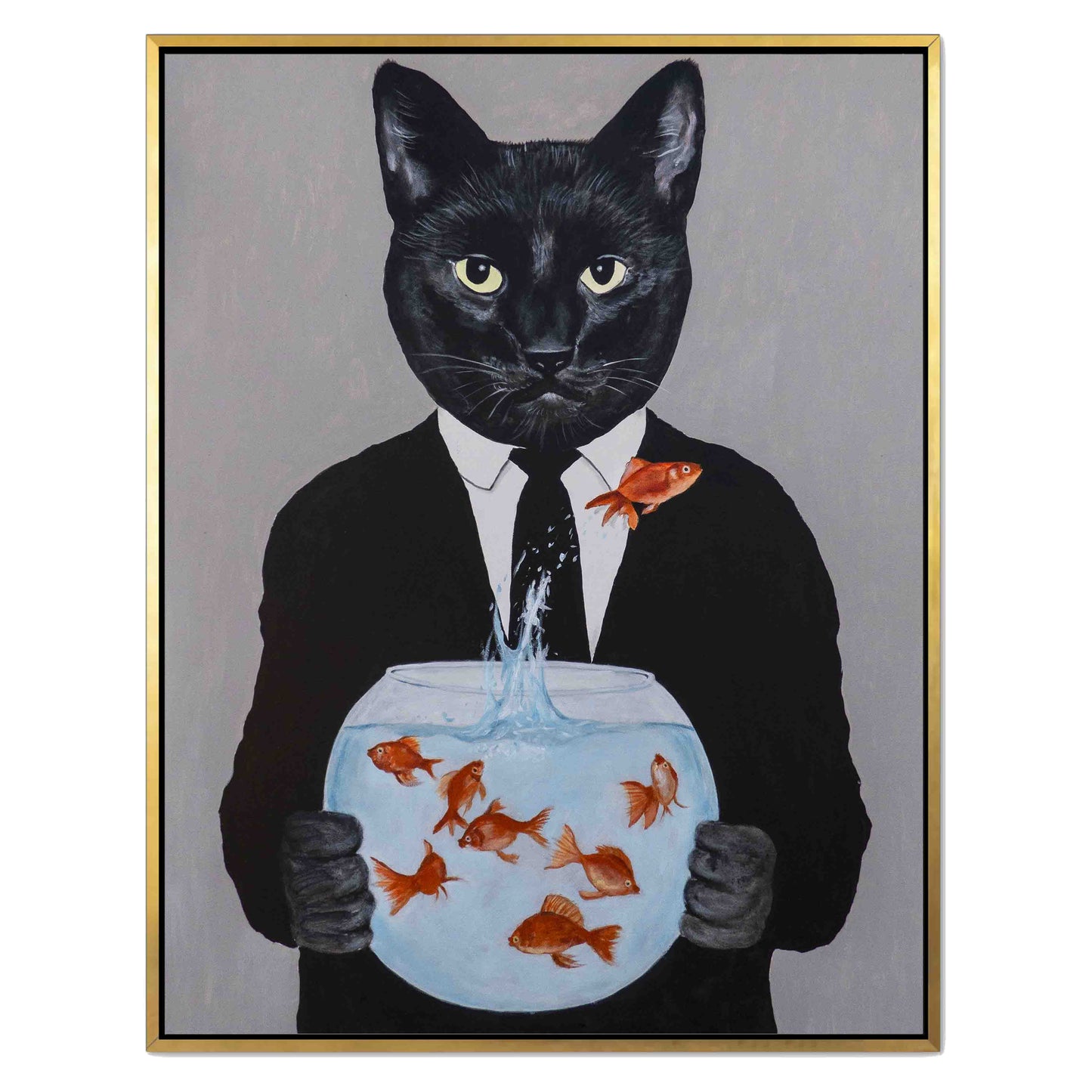 BLACK CAT WITH FISHBOWL | CANVAS