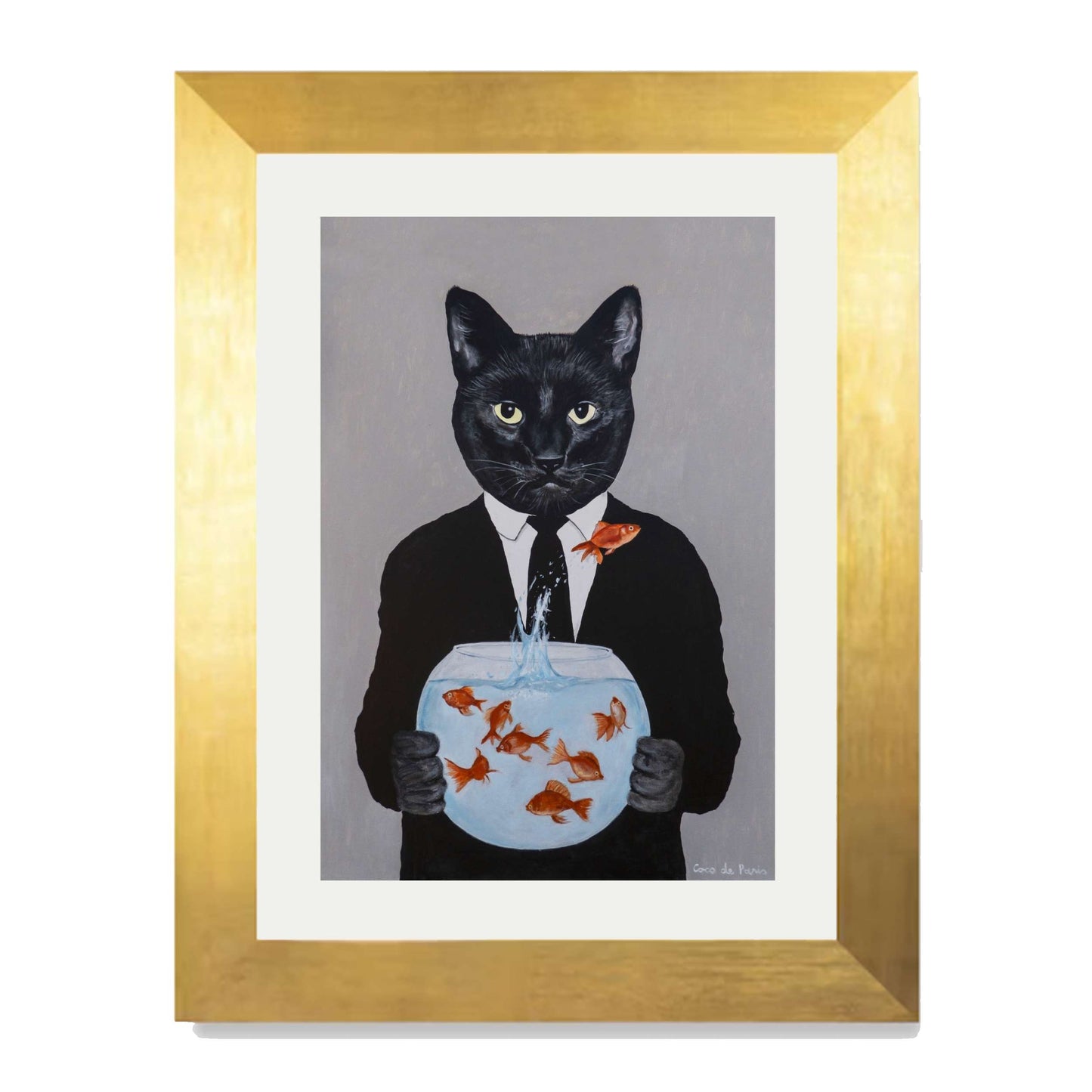 BLACK CAT WITH FISHBOWL | PRINT