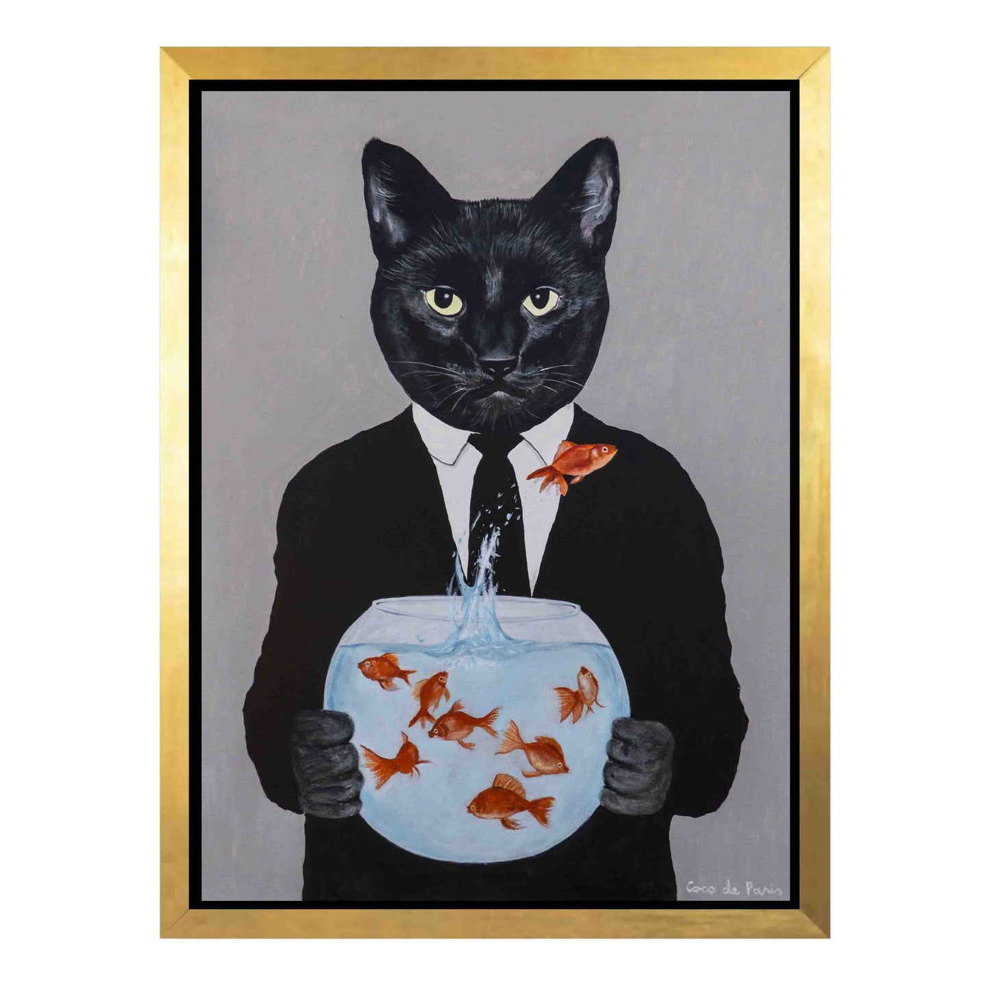 BLACK CAT WITH FISHBOWL | CANVAS