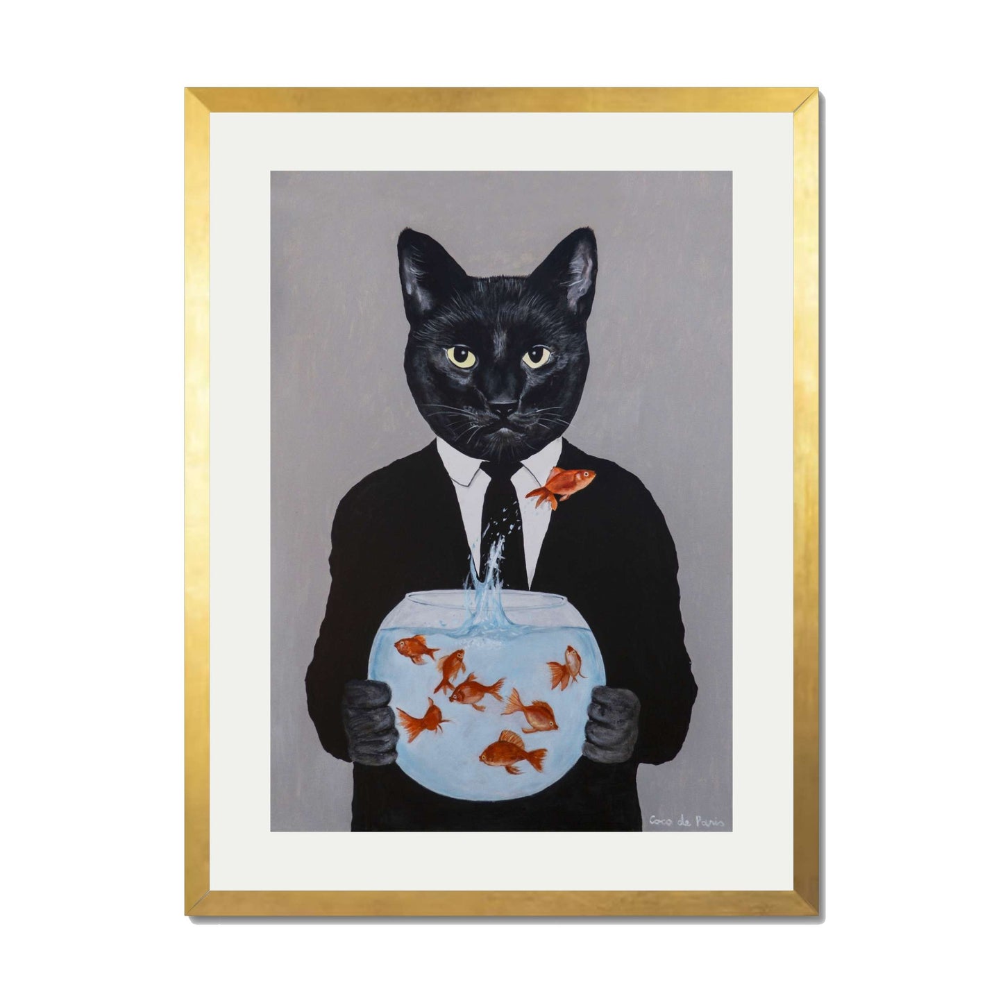 BLACK CAT WITH FISHBOWL | PRINT