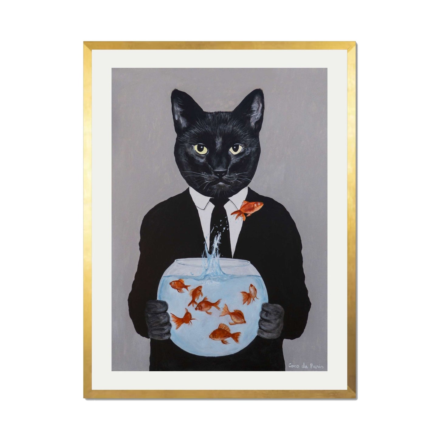 BLACK CAT WITH FISHBOWL | PRINT