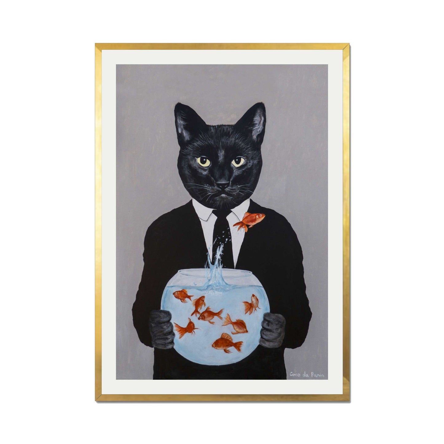 BLACK CAT WITH FISHBOWL | PRINT