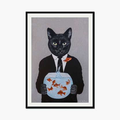 BLACK CAT WITH FISHBOWL | PRINT