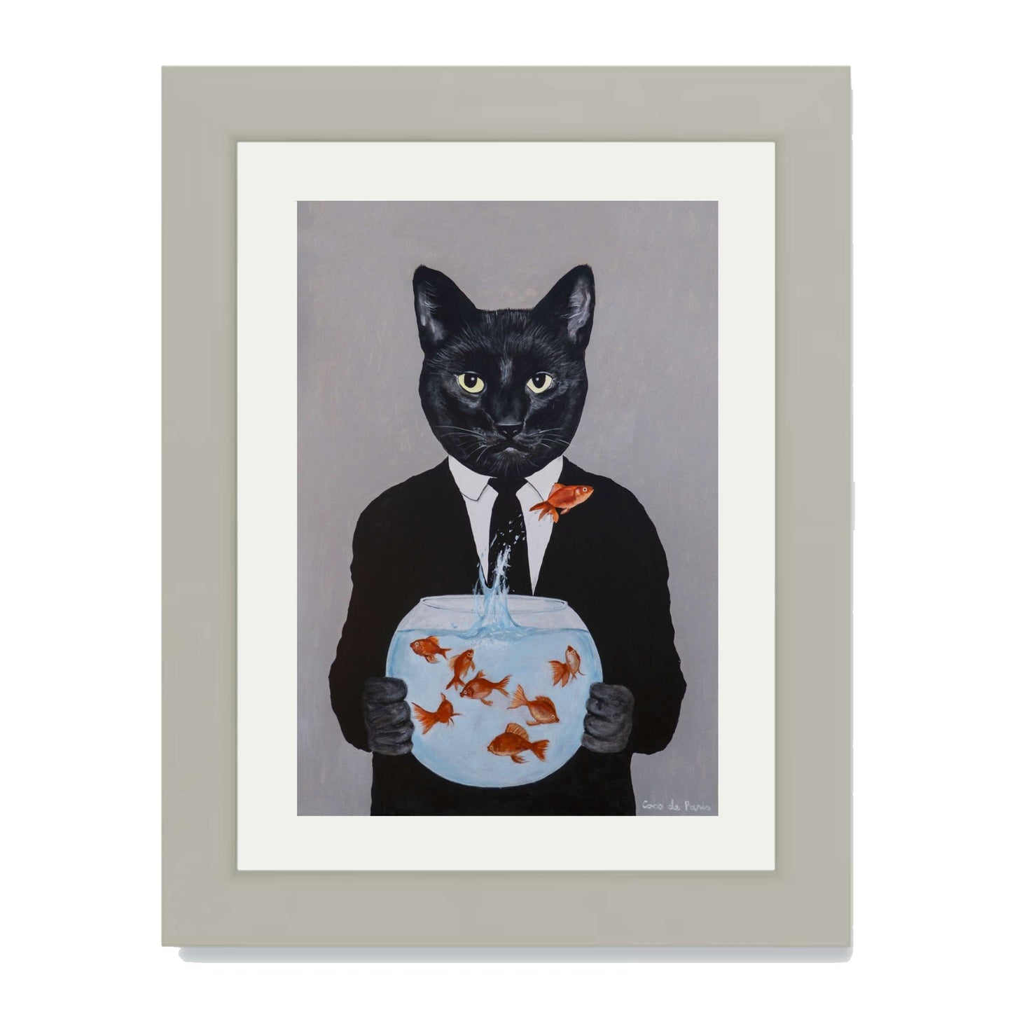 BLACK CAT WITH FISHBOWL | PRINT