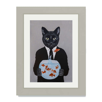 BLACK CAT WITH FISHBOWL | PRINT