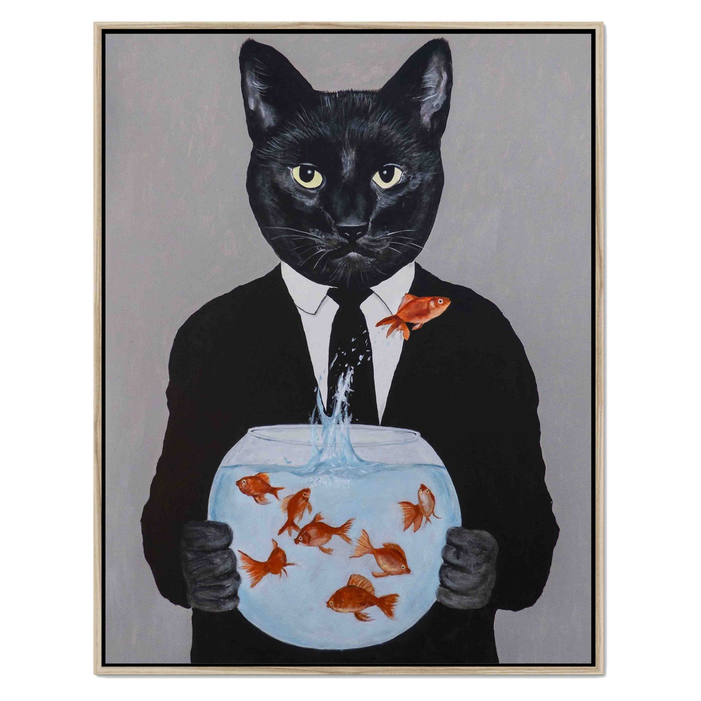 BLACK CAT WITH FISHBOWL | CANVAS