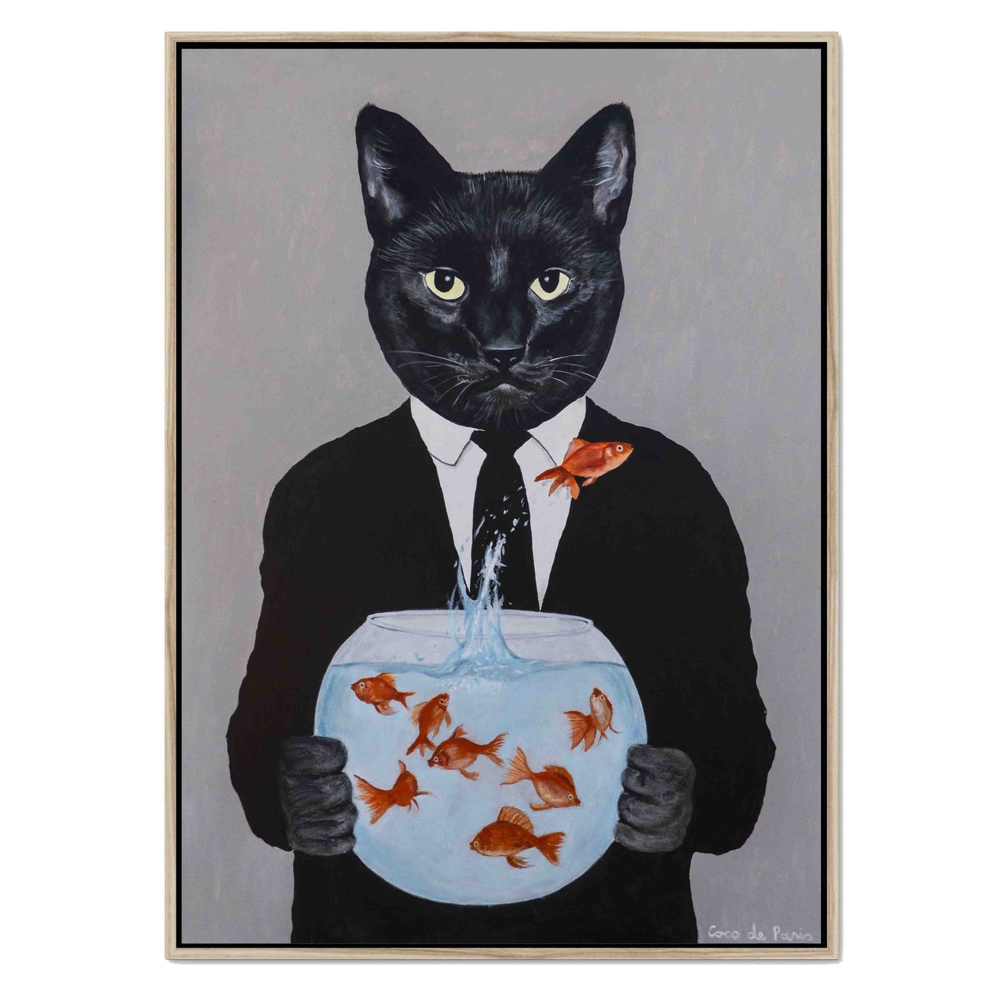 BLACK CAT WITH FISHBOWL | CANVAS