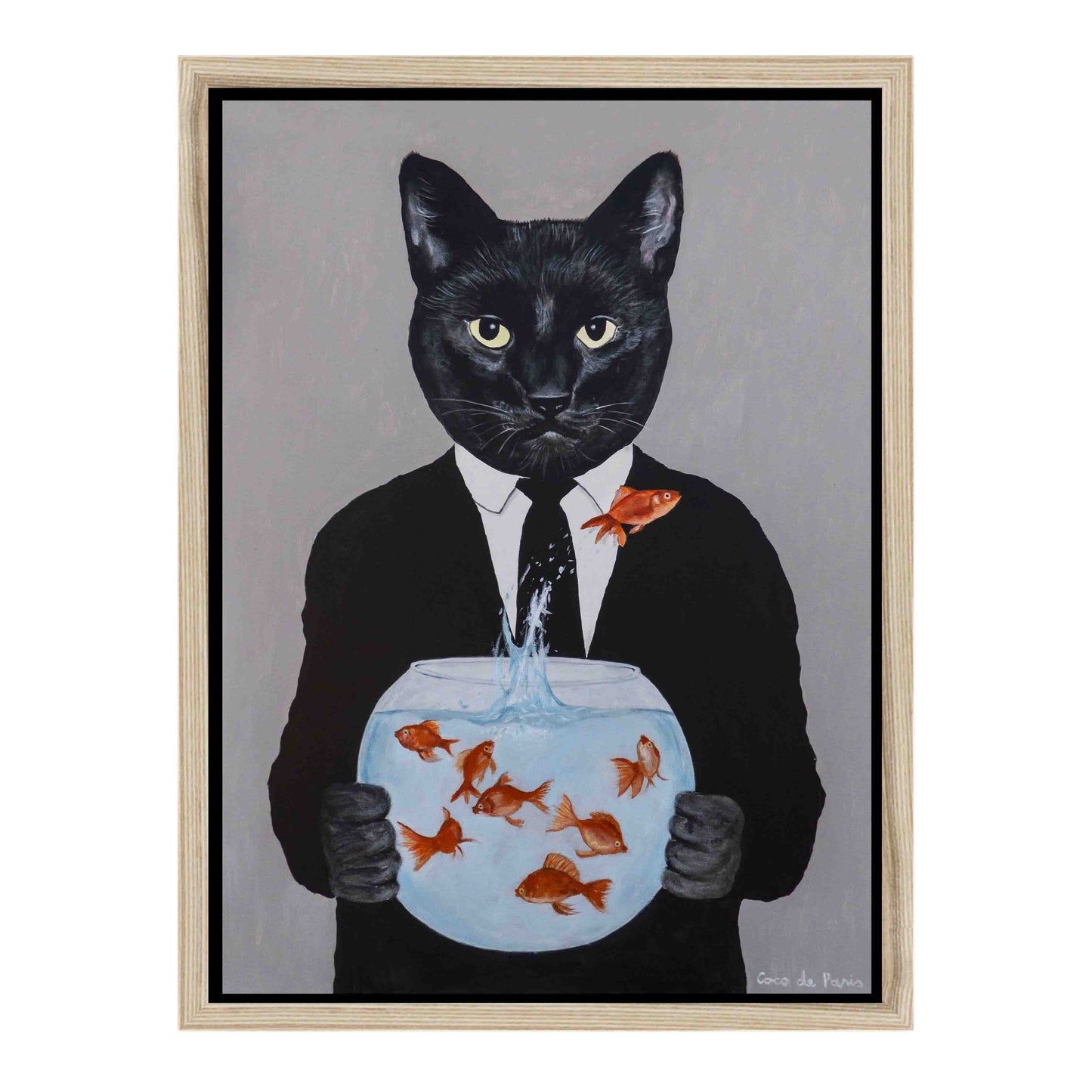BLACK CAT WITH FISHBOWL | CANVAS